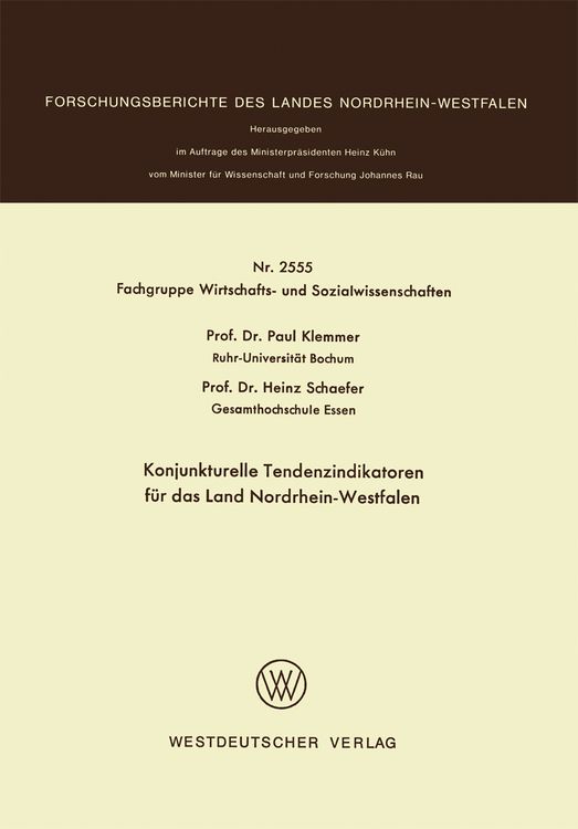 Bild vom Artikel Konjunkturelle Tendenzindikatoren für das Land Nordrhein-Westfalen vom Autor Paul Klemmer