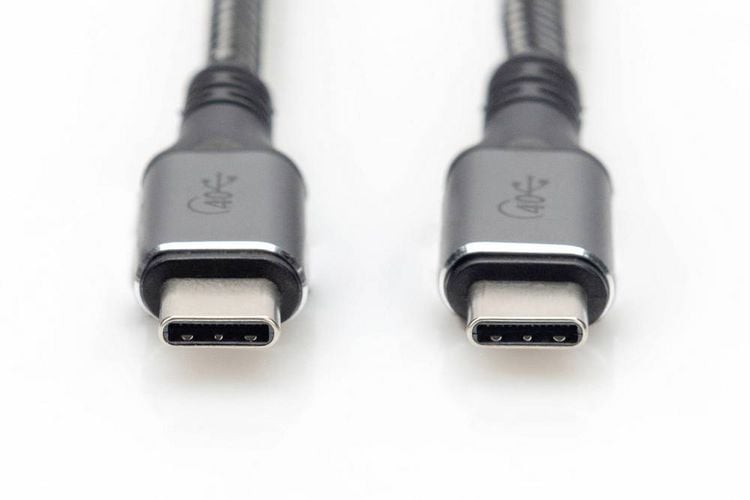 Produktbild: Digitus USB-C&reg; Kabel USB4&reg; USB-C&reg; Stecker 3.00 m Schwarz Geflechtschirm, Geschirmt, rei&szlig;fest, Rund, 8K UHD DB-300443-030-S