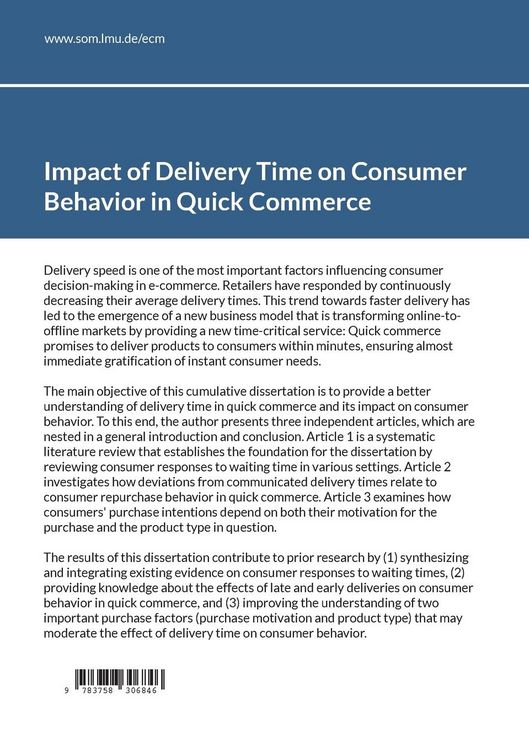 Produktbild: Impact of Delivery Time on Consumer Behavior in Quick Commerce