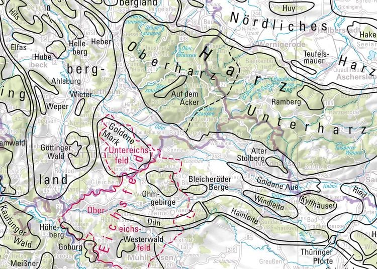 Produktbild: Deutschland auf einen Blick! Landschaftskarte 1:750 000 mit Aufh&auml;nger und Metall-Best&auml;bung