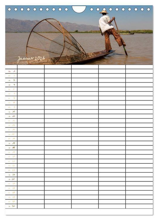 Produktbild: Goldenes Myanmar - Familienkalender 2026 (Wandkalender 2026 DIN A4 hoch), CALVENDO Monatskalender