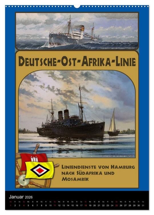 Produktbild: Deutsche Handelsschiffe vor 1945 (Wandkalender 2026 DIN A2 hoch), CALVENDO Monatskalender