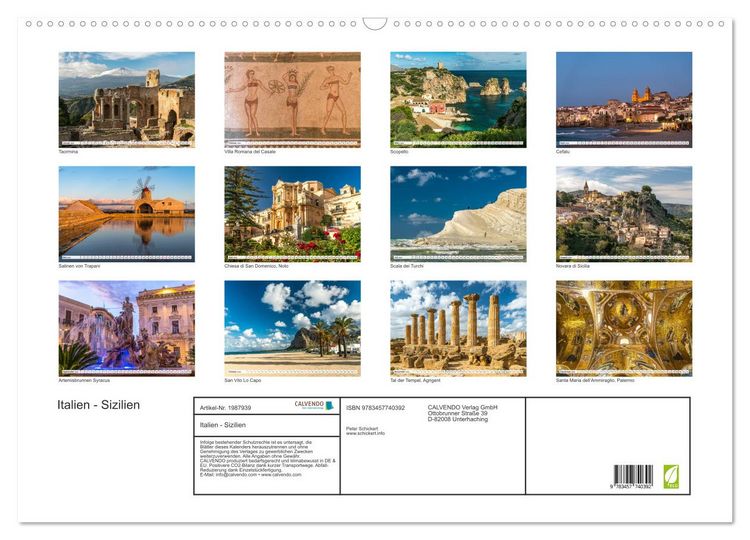 Produktbild: Italien - Sizilien (Wandkalender 2026 DIN A2 quer), CALVENDO Monatskalender