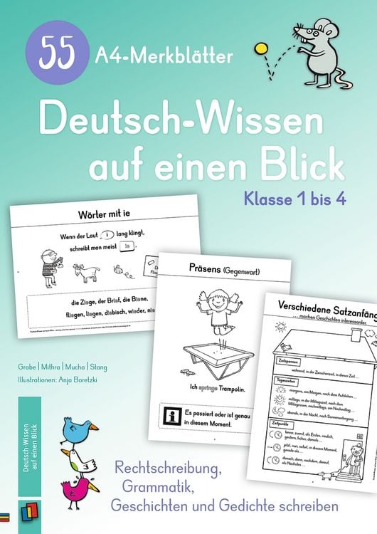 Produktbild: 55 A4-Merkbl&auml;tter Deutsch-Wissen auf einen Blick &ndash; Klasse 1 bis 4