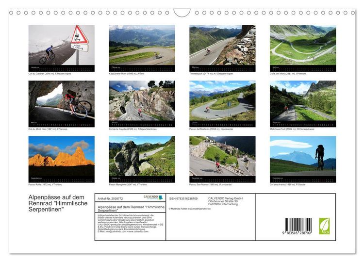 Produktbild: Alpenp&auml;sse auf dem Rennrad "Himmlische Serpentinen" (Wandkalender 2026 DIN A3 quer), CALVENDO Monatskalender