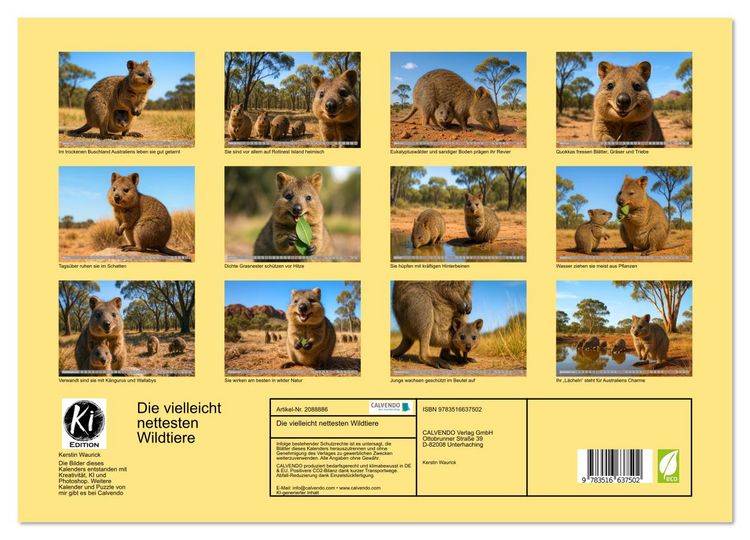 Produktbild: Die vielleicht nettesten Wildtiere (hochwertiger Premium Wandkalender 2026 DIN A2 quer), Kunstdruck in Hochglanz