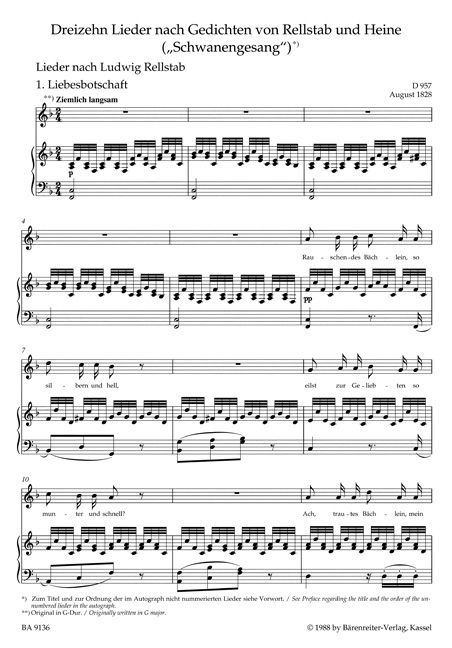 Produktbild: Schwanengesang D 957 / D 965 A, Gesang und Klavier, mittlere Stimme