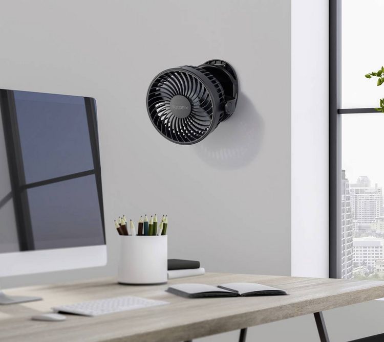 Produktbild: Sygonix Akku-Ventilator 4W Schwarz mit Akku