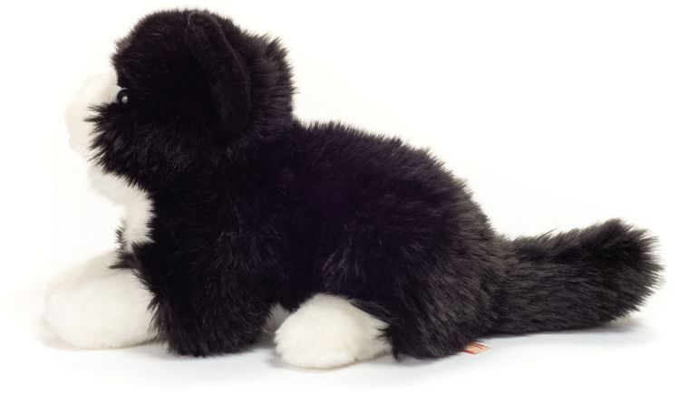 Teddy-Hermann - Katze liegend schwarz/weiß, 20 cm