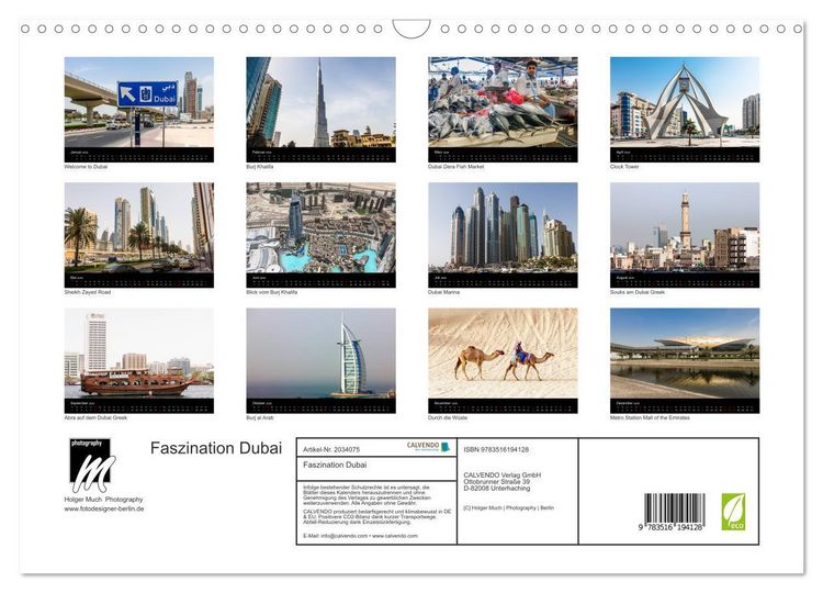 Produktbild: Faszination Dubai (Wandkalender 2026 DIN A3 quer), CALVENDO Monatskalender