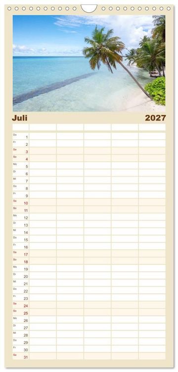 Produktbild: Familienplaner 2027 - Malediven, Perle im Indischen Ozean mit 5 Spalten (Wandkalender, 21 x 45 cm) CALVENDO