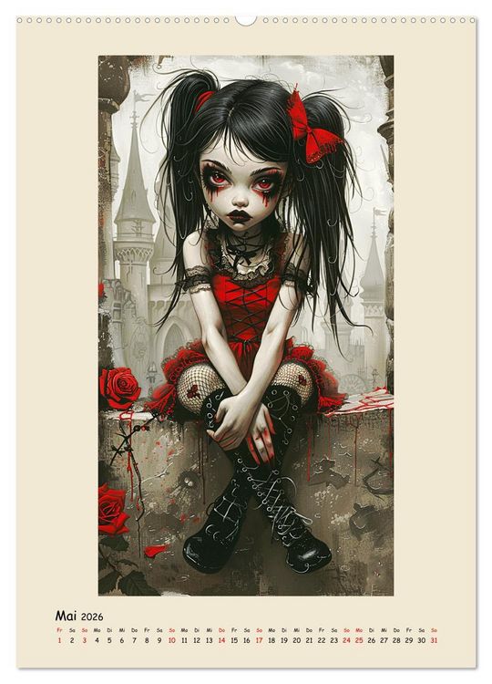 Produktbild: Gothic-Girls. Bizzare Comic-Art (hochwertiger Premium Wandkalender 2026 DIN A2 hoch), Kunstdruck in Hochglanz
