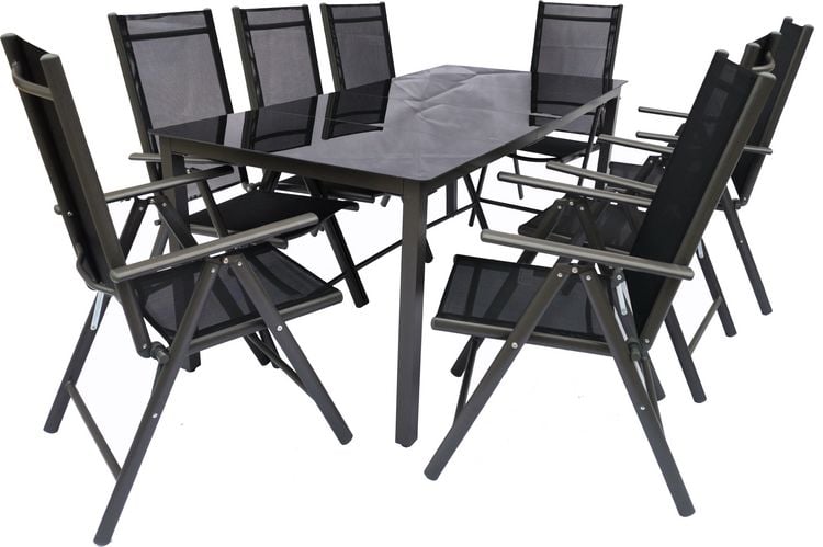Produktbild: 9 tlg. Alu Glas Tisch Gartenset Sitzgruppe 189SW