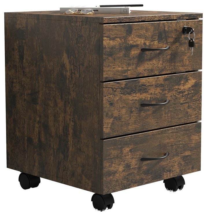 Produktbild: Holz Rollcontainer B&uuml;rom&ouml;bel 3 Schubladen Baula L