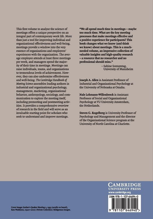Produktbild: The Cambridge Handbook of Meeting Science