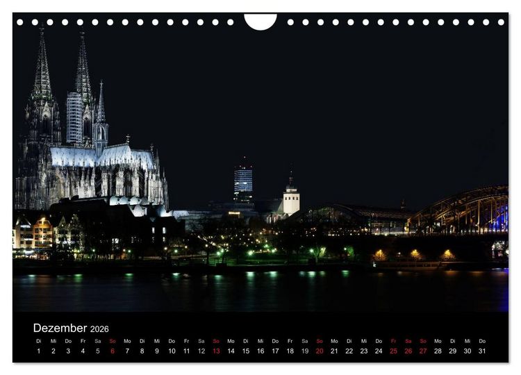 Produktbild: K&ouml;ln bei Nacht (Wandkalender 2026 DIN A4 quer), CALVENDO Monatskalender
