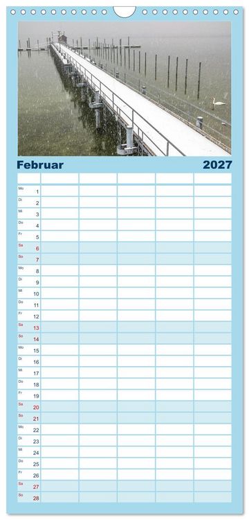 Produktbild: Familienplaner 2027 - Drei L&auml;nder ein See - Bodensee mit 5 Spalten (Wandkalender, 21 x 45 cm) CALVENDO