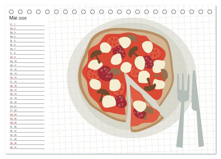 Produktbild: Fast Food Illustration (Tischkalender 2026 DIN A5 quer), CALVENDO Monatskalender