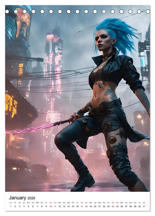 Produktbild: The Witches of Cyberpunk City (Desk Calendar 2026 DIN A5 portrait), CALVENDO 12 Month DeskCalendar