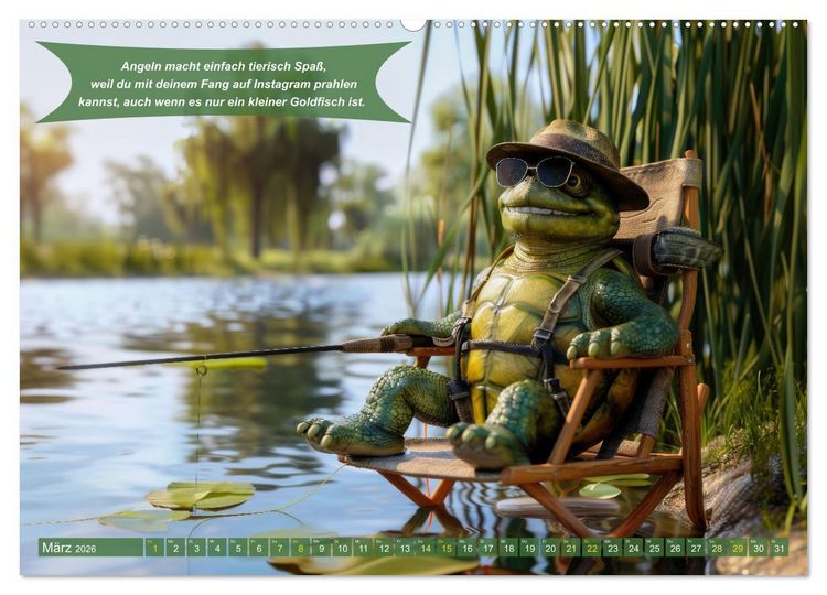Produktbild: Der tierisch lustige Angler-Kalender (hochwertiger Premium Wandkalender 2026 DIN A2 quer), Kunstdruck in Hochglanz