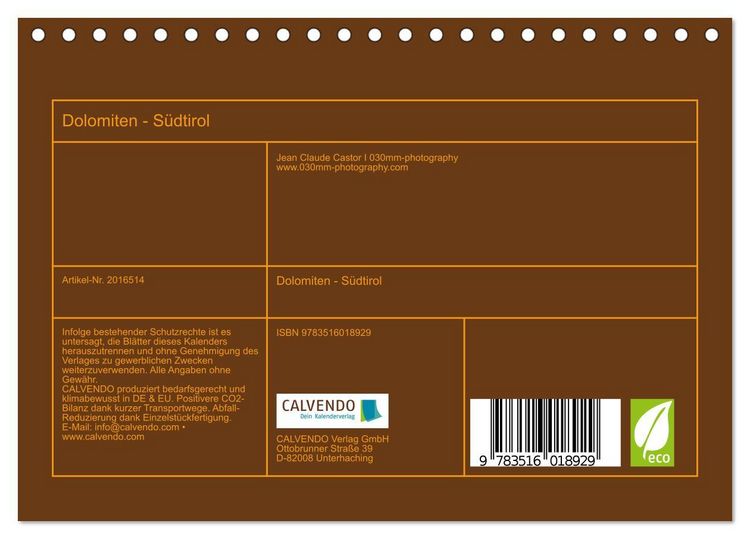 Produktbild: Dolomiten - S&uuml;dtirol (Tischkalender 2026 DIN A5 quer), CALVENDO Monatskalender