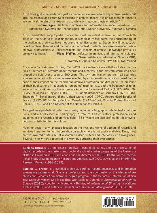Produktbild: Encyclopedia of Archival Writers, 1515 - 2015