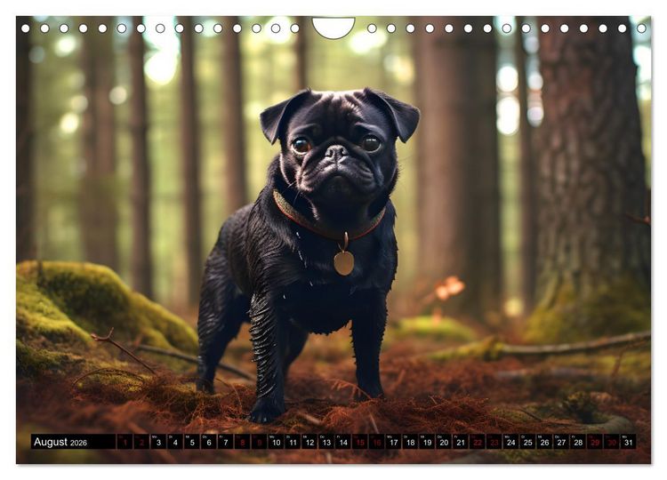 Produktbild: Kleine Helden - eine Hommage an die Mopsrasse (Wandkalender 2026 DIN A4 quer), CALVENDO Monatskalender