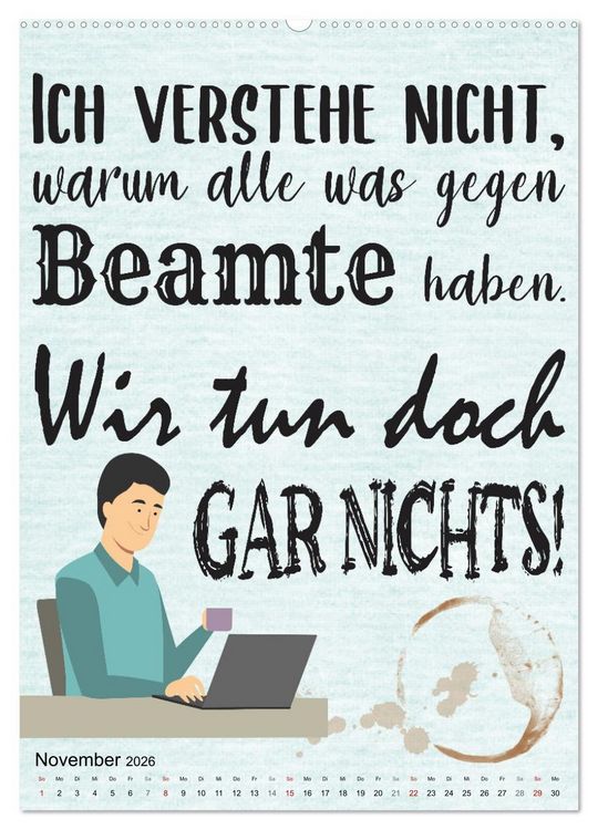 Produktbild: Beamten-Spr&uuml;che (Wandkalender 2026 DIN A2 hoch), CALVENDO Monatskalender