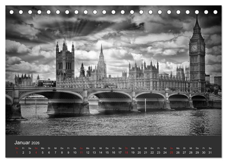 Produktbild: URBANE FOTOGRAFIE Zw&ouml;lf klassische Impressionen (Tischkalender 2026 DIN A5 quer), CALVENDO Monatskalender