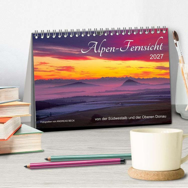 Produktbild: Alpen-Fernsichten von der S&uuml;dwestalb und Oberen Donau (Tischkalender 2027 DIN A5 quer), CALVENDO Monatskalender