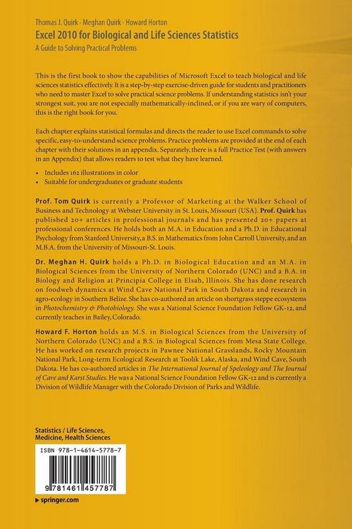 Produktbild: Excel 2010 for Biological and Life Sciences Statistics