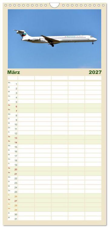 Produktbild: Familienplaner 2027 - Flugzeuge aller Art mit 5 Spalten (Wandkalender, 21 x 45 cm) CALVENDO