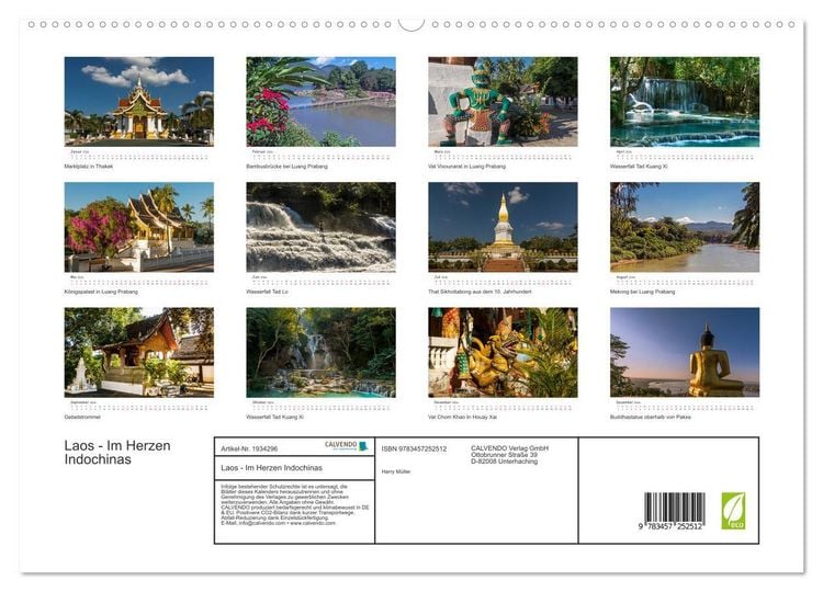 Produktbild: Laos - Im Herzen Indochinas (hochwertiger Premium Wandkalender 2026 DIN A2 quer), Kunstdruck in Hochglanz