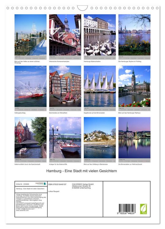Produktbild: Hamburg - Eine Stadt mit vielen Gesichtern (Wandkalender 2026 DIN A3 hoch), CALVENDO Monatskalender