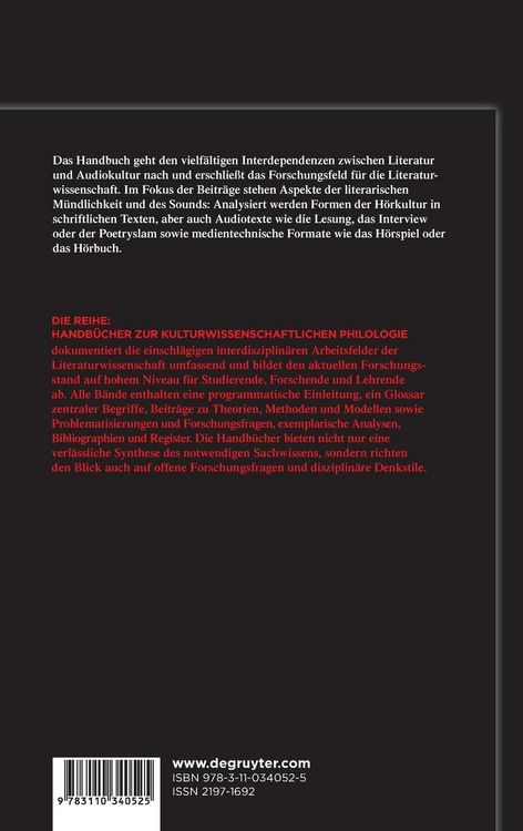 Produktbild: Handbuch Literatur & Audiokultur