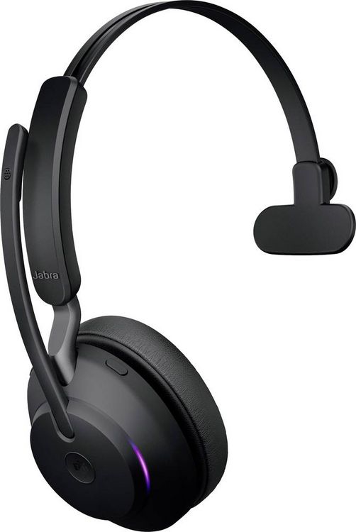 Produktbild: Jabra Evolve2 65 monaural On Ear Headset Bluetooth&reg; Mono Schwarz Lautst&auml;rkeregelung, Batterieladeanzeige, Mikrofon-Stummschaltung Telefon