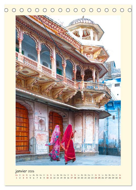 Produktbild: INDE pays aux couleurs &eacute;blouissantes (Calendrier de bureau 2026 DIN A5 horizontal), CALVENDO calendrier mensuel