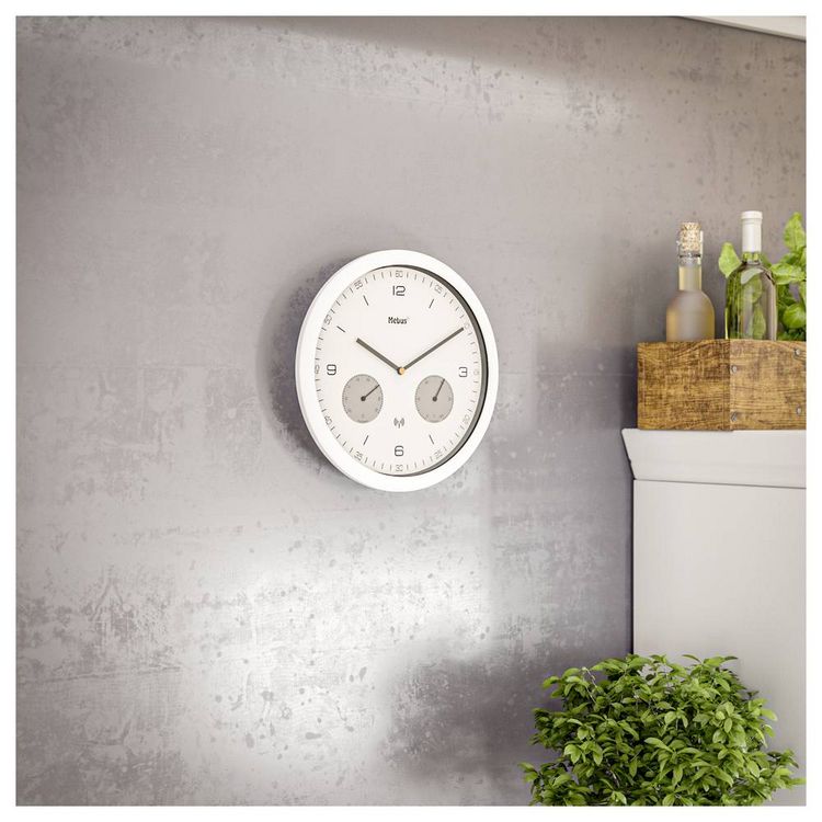 Produktbild: Mebus 52826 Funk Wanduhr 260 mm x 42 mm Wei&szlig;