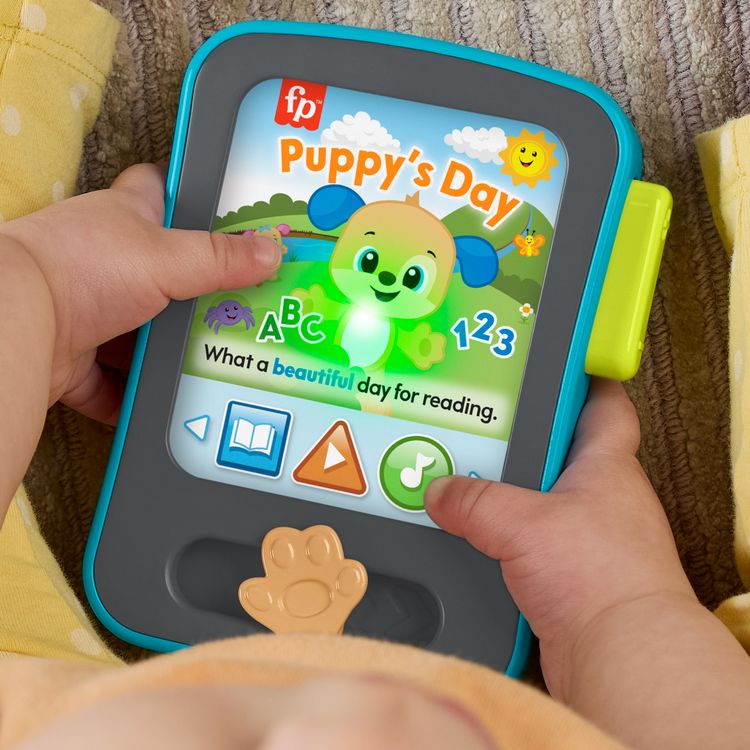 Produktbild: Fisher-Price Lernspa&szlig; H&uuml;ndchen Geschichtenerz&auml;hler Baby elektronisches Lernspielzeug mit Musik und Lichtern, mehrsprachige Version