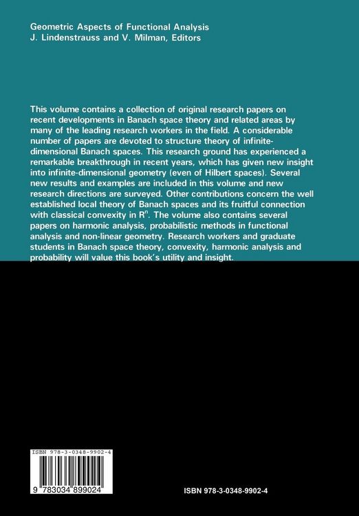 Produktbild: Geometric Aspects of Functional Analysis