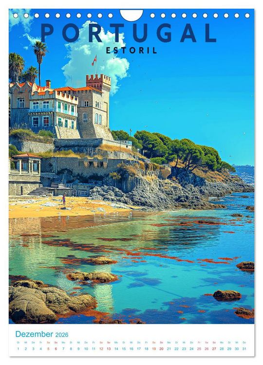 Produktbild: Portugal - Old School Poster Style (Wandkalender 2026 DIN A4 hoch), CALVENDO Monatskalender