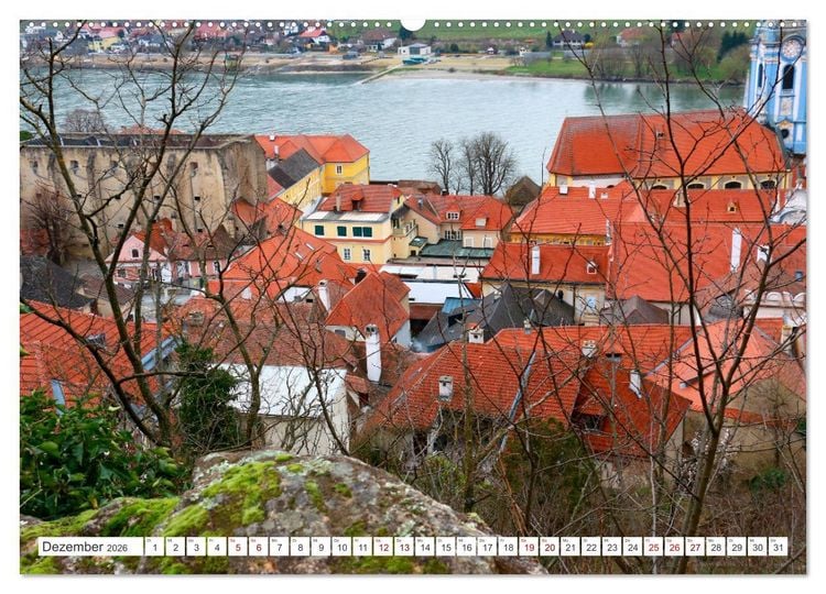 Produktbild: Melk und D&uuml;rnstein, zwei malerische St&auml;dtchen in der Wachau (hochwertiger Premium Wandkalender 2026 DIN A2 quer), Kunstdruck in Hochglanz