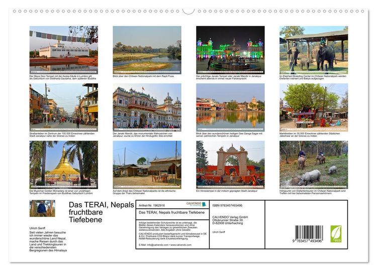 Produktbild: Das TERAI, Nepals fruchtbare Tiefebene (hochwertiger Premium Wandkalender 2026 DIN A2 quer), Kunstdruck in Hochglanz