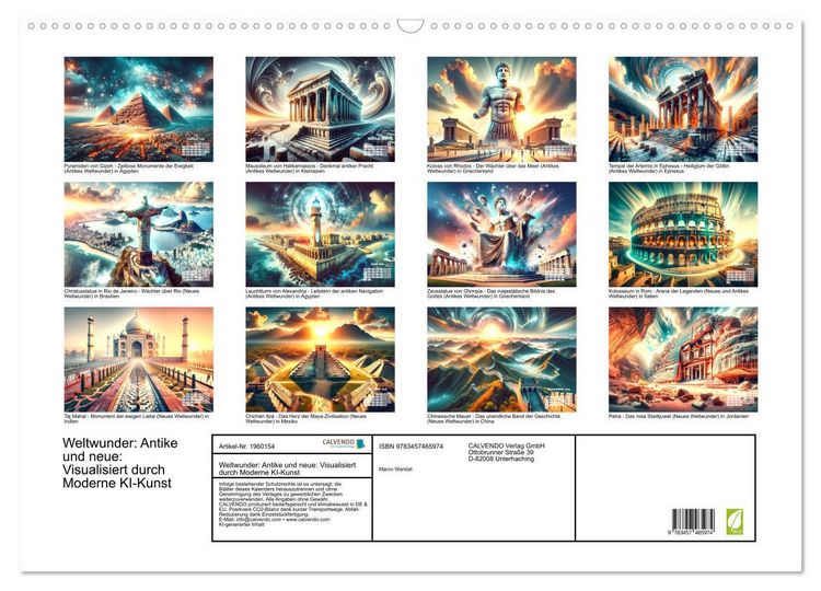 Produktbild: Weltwunder: Antike und neue: Visualisiert durch Moderne KI-Kunst (Wandkalender 2026 DIN A2 quer), CALVENDO Monatskalender