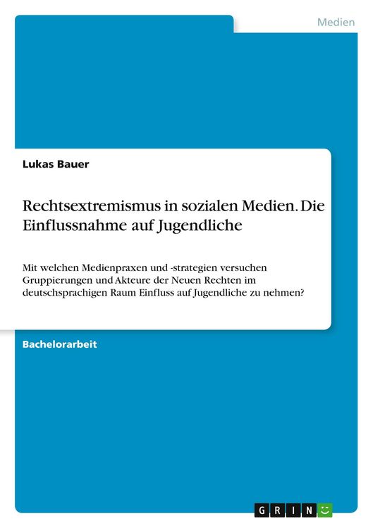 Produktbild: Rechtsextremismus in sozialen Medien. Die Einflussnahme auf Jugendliche