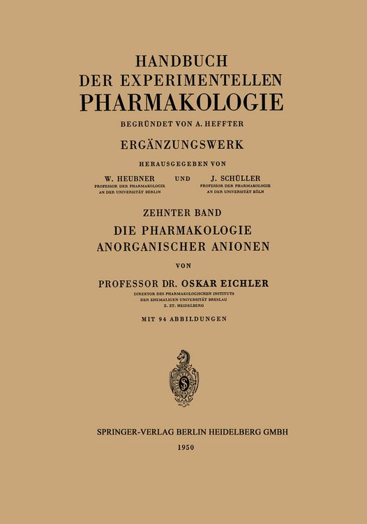 Produktbild: Die Pharmakologie Anorganischer Anionen