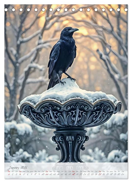 Produktbild: Nocturnal wings - A mystic raven companion for the year (Desk Calendar 2026 DIN A5 portrait), CALVENDO 12 Month DeskCalendar