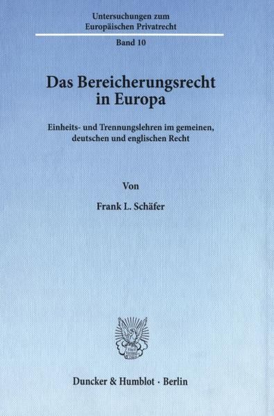 Produktbild: Das Bereicherungsrecht in Europa.