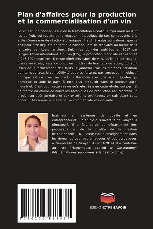 Produktbild: Plan d'affaires pour la production et la commercialisation d'un vin