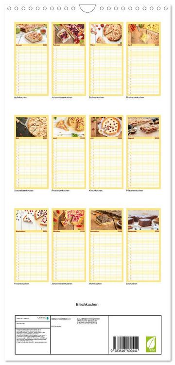 Produktbild: Familienplaner 2026 - Blechkuchen mit 5 Spalten (Wandkalender, 21 x 45 cm) CALVENDO